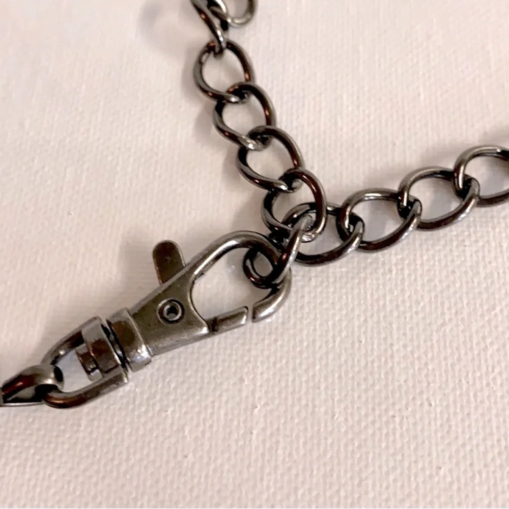 Vintage 80s Silver Hip Hugger Boho Statement chain belt with shell rings.48”